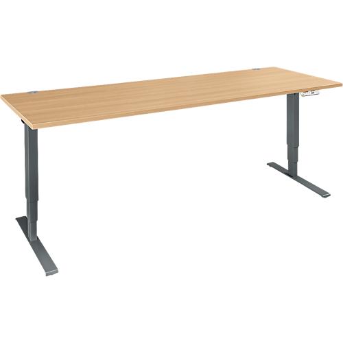 Schäfer Shop Genius Schreibtisch AERO FLEX, elektrisch höhenverstellbar, Rechteck, T-Fuß, B 2000 mm, Buche/anthrazit + Memorypanel