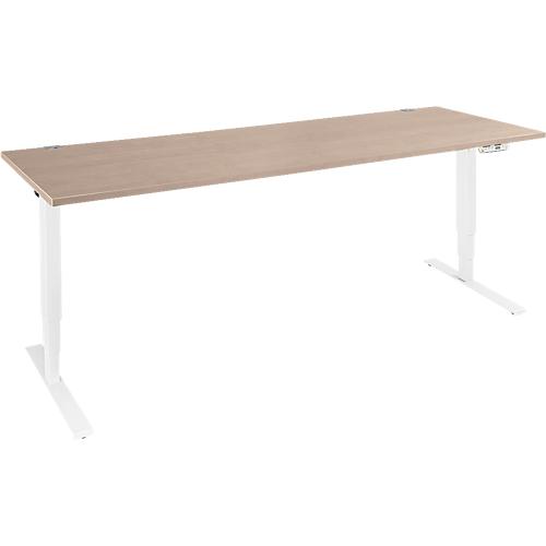 Schäfer Shop Genius Schreibtisch AERO FLEX, elektrisch höhenverstellbar, Rechteck, T-Fuß, B 2000 mm, Eiche/weiß + Memorypanel
