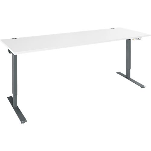 Schäfer Shop Genius Schreibtisch AERO FLEX, elektrisch höhenverstellbar, Rechteck, T-Fuß, B 2000 mm, weiß/antharzit + Memorypanel