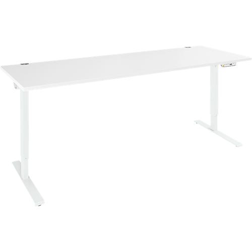 Schäfer Shop Genius Schreibtisch AERO FLEX, elektrisch höhenverstellbar, Rechteck, T-Fuß, B 2000 mm, weiß/weiß + Memorypanel