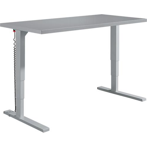 Schäfer Shop Genius Schreibtisch Elements, elektrisch höhenverstellbar, Rechteck, C-Fuß, B 1600 x T 800 x H 645-1300 mm, silber/weiß + Technikeinbau