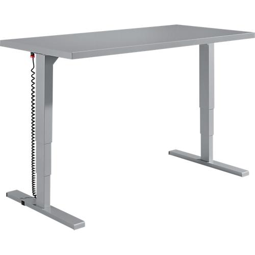 Schäfer Shop Genius Schreibtisch Elements, elektrisch höhenverstellbar, Rechteck, T-Fuß, B 1600 x T 800 x H 645-1300 mm, silber/weiß + Technikeinbau