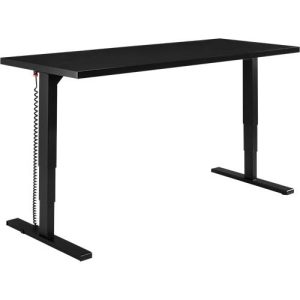 Schäfer Shop Genius Schreibtisch Elements, elektrisch höhenverstellbar, Rechteck, T-Fuß, B 1800 x T 800 x H 645-1300 mm, schwarz/weiß + Technikeinbau