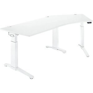 Schäfer Shop Genius Schreibtisch ERGOSTYLE S, 135°, einstufig, elektrisch höhenverstellbar, Ansatz rechts, C-Fuß, B 2165 x T 800 x H 715-1182 mm, inkl. Memory Master, weiß/weiß