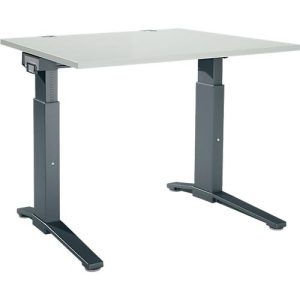 Schäfer Shop Genius Schreibtisch ERGOSTYLE S, manuell höhenverstellbar, Rechteck, C-Fuß, B 1200 x T 800 x H 675-895 mm, lichtgrau/anthrazit Schäfer Shop Genius Schreibtisch ERGOSTYLE S, manuell höhenverstellbar, Rechteck, C-Fuß, B 1200 x T 800 x H 675-895 mm, lichtgrau/anthrazit