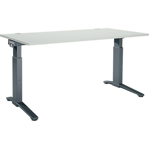Schäfer Shop Genius Schreibtisch ERGOSTYLE S, manuell höhenverstellbar, Rechteck, C-Fuß, B 1600 x T 800 x H 675-895 mm, lichtgrau/anthrazit