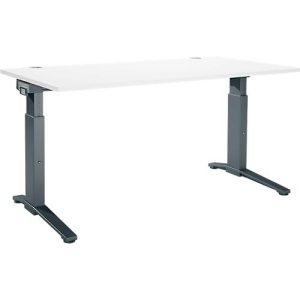 Schäfer Shop Genius Schreibtisch ERGOSTYLE S, manuell höhenverstellbar, Rechteck, C-Fuß, B 1600 x T 800 x H 675-895 mm, weiß/anthrazit Schäfer Shop Genius Schreibtisch ERGOSTYLE S, manuell höhenverstellbar, Rechteck, C-Fuß, B 1600 x T 800 x H 675-895 mm, weiß/anthrazit