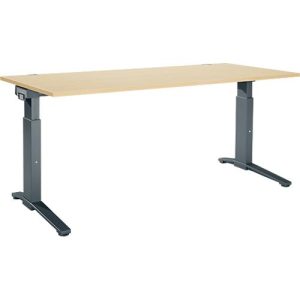 Schäfer Shop Genius Schreibtisch ERGOSTYLE S, manuell höhenverstellbar, Rechteck, C-Fuß, B 1800 x T 800 x H 675-895 mm, ahorn/anthrazit Schäfer Shop Genius Schreibtisch ERGOSTYLE S, manuell höhenverstellbar, Rechteck, C-Fuß, B 1800 x T 800 x H 675-895 mm, ahorn/anthrazit