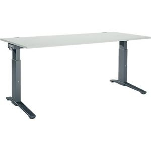 Schäfer Shop Genius Schreibtisch ERGOSTYLE S, manuell höhenverstellbar, Rechteck, C-Fuß, B 1800 x T 800 x H 675-895 mm, lichtgrau/anthrazit
