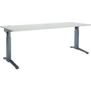 Schäfer Shop Genius Schreibtisch ERGOSTYLE S, manuell höhenverstellbar, Rechteck, C-Fuß, B 2000 x T 800 x H 675-895 mm, lichtgrau/anthrazit Schäfer Shop Genius Schreibtisch ERGOSTYLE S, manuell höhenverstellbar, Rechteck, C-Fuß, B 2000 x T 800 x H 675-895 mm, lichtgrau/anthrazit