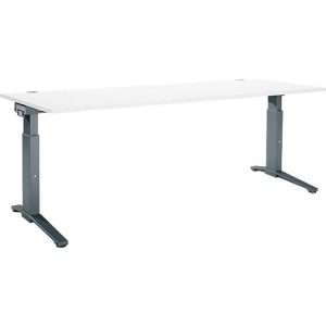 Schäfer Shop Genius Schreibtisch ERGOSTYLE S, manuell höhenverstellbar, Rechteck, C-Fuß, B 2000 x T 800 x H 675-895 mm, weiß/anthrazit Schäfer Shop Genius Schreibtisch ERGOSTYLE S, manuell höhenverstellbar, Rechteck, C-Fuß, B 2000 x T 800 x H 675-895 mm, weiß/anthrazit