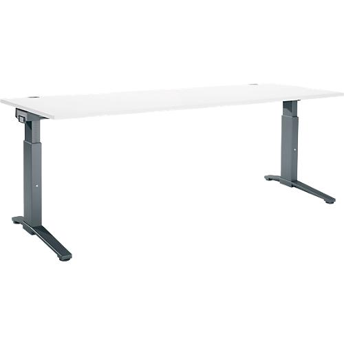 Schäfer Shop Genius Schreibtisch ERGOSTYLE S, manuell höhenverstellbar, Rechteck, C-Fuß, B 2000 x T 800 x H 675-895 mm, weiß/anthrazit