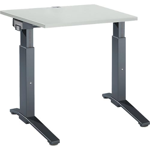 Schäfer Shop Genius Schreibtisch ERGOSTYLE S, manuell höhenverstellbar, Rechteck, C-Fuß, B 800 x T 800 x H 675-895 mm, lichtgrau/anthrazit