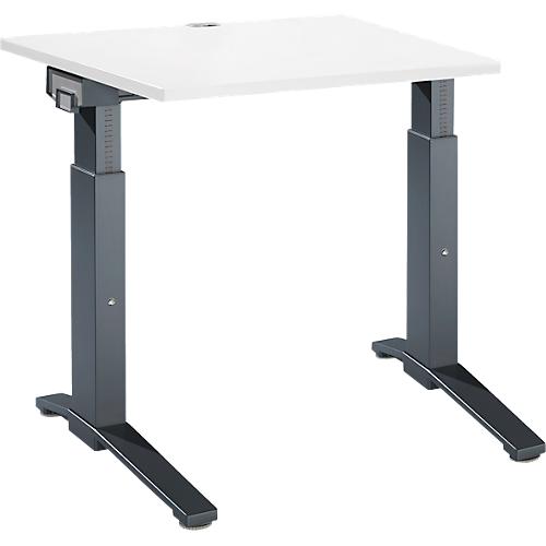 Schäfer Shop Genius Schreibtisch ERGOSTYLE S, manuell höhenverstellbar, Rechteck, C-Fuß, B 800 x T 800 x H 675-895 mm, weiß/anthrazit