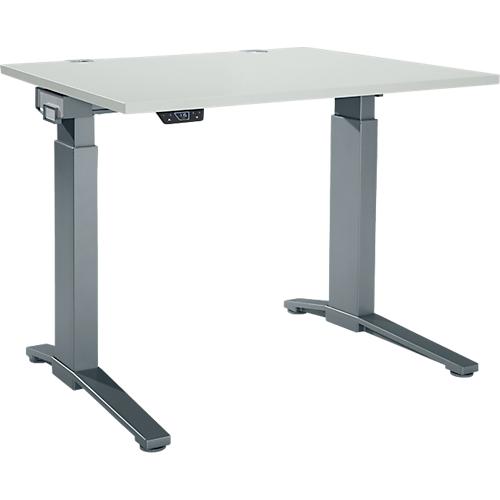 Schäfer Shop Genius Schreibtisch ERGOSTYLE S, Rechteck, elektrisch höhenverstellbar, einstufig, C-Fuß, B 1200 x T 800 x H 715-1182 mm, inkl. Memory Master, lichtgrau/anthrazit