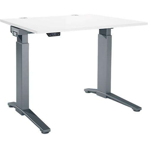 Schäfer Shop Genius Schreibtisch ERGOSTYLE S, Rechteck, elektrisch höhenverstellbar, einstufig, C-Fuß, B 1200 x T 800 x H 715-1182 mm, inkl. Memory Master, weiß/anthrazit