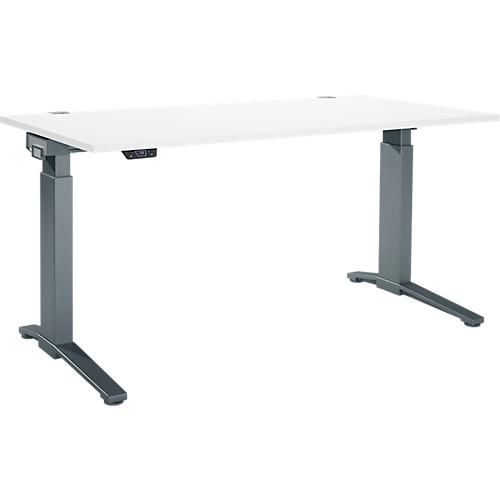 Schäfer Shop Genius Schreibtisch ERGOSTYLE S, Rechteck, elektrisch höhenverstellbar, einstufig, C-Fuß, B 1600 x T 800 x H 715-1182 mm, inkl. Memory Master, weiß/anthrazit
