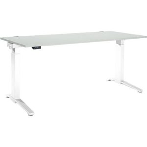 Schäfer Shop Genius Schreibtisch ERGOSTYLE S, Rechteck, elektrisch höhenverstellbar, einstufig, C-Fuß, B 1800 x T 800 x H 715-1182 mm, inkl. Memory Master, lichtgrau/weiß