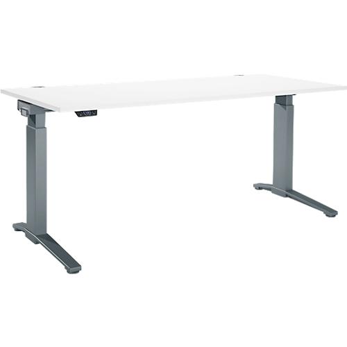Schäfer Shop Genius Schreibtisch ERGOSTYLE S, Rechteck, elektrisch höhenverstellbar, einstufig, C-Fuß, B 1800 x T 800 x H 715-1182 mm, inkl. Memory Master, weiß/anthrazit