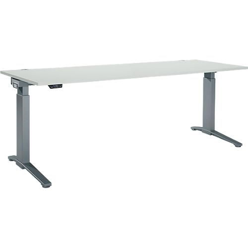 Schäfer Shop Genius Schreibtisch ERGOSTYLE S, Rechteck, elektrisch höhenverstellbar, einstufig, C-Fuß, B 2000 x T 800 x H 715-1182 mm, inkl. Memory Master, lichtgrau/anthrazit