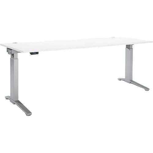 Schäfer Shop Genius Schreibtisch ERGOSTYLE S, Rechteck, elektrisch höhenverstellbar, einstufig, C-Fuß, B 2000 x T 800 x H 715-1182 mm, inkl. Memory Master, weiß/weißaluminium