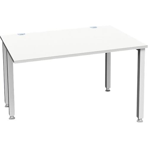 Schäfer Shop Genius Schreibtisch MODENA FLEX, 4-Fuß-Quadratrohr, verkürzte Seitenteile, B 1200 mm, lichtgrau