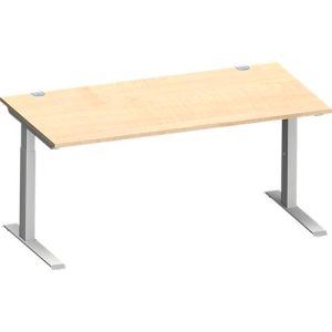 Schäfer Shop Genius Schreibtisch MODENA FLEX, C-Fuß-Rechteckrohr, B 1600 x T 800 mm, Ahorn/weißalu