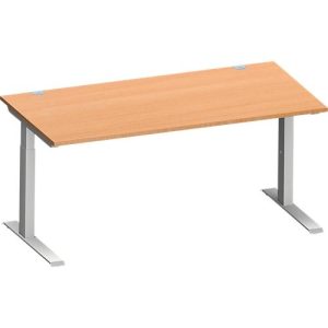 Schäfer Shop Genius Schreibtisch MODENA FLEX, C-Fuß-Rechteckrohr, B 1600 x T 800 mm, Buche/weißalu