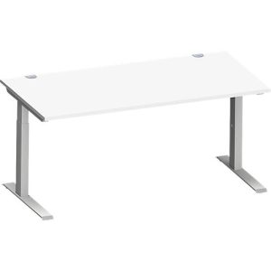 Schäfer Shop Genius Schreibtisch MODENA FLEX, C-Fuß-Rechteckrohr, B 1600 x T 800 mm, weiß/weißalu