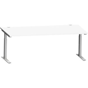 Schäfer Shop Genius Schreibtisch MODENA FLEX, C-Fuß-Rechteckrohr, B 2000 x T 1000 mm, weiß/weißalu
