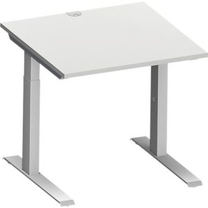 Schäfer Shop Genius Schreibtisch MODENA FLEX, C-Fuß-Rechteckrohr, B 800 x T 800 mm, lichtgrau/weißalu