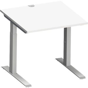 Schäfer Shop Genius Schreibtisch MODENA FLEX, C-Fuß-Rechteckrohr, B 800 x T 800 mm, weiß/weißalu