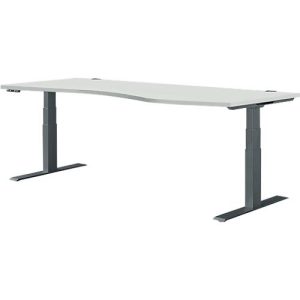 Schäfer Shop Genius Schreibtisch MODENA FLEX, elektrisch höhenverstellbar, Freiform, Ansatz rechts, B 1800 mm, lichtgrau/anthrazi Schäfer Shop Genius Schreibtisch MODENA FLEX, elektrisch höhenverstellbar, Freiform, Ansatz rechts, B 1800 mm, lichtgrau/anthrazi
