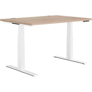 Schäfer Shop Genius Schreibtisch MODENA FLEX, elektrisch höhenverstellbar, Rechteck, T-Fuß, B 1200 x T 800 mm, Eiche-Dekor/weiß