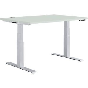 Schäfer Shop Genius Schreibtisch MODENA FLEX, elektrisch höhenverstellbar, Rechteck, T-Fuß, B 1200 x T 800 mm, lichtgrau/weißalu Schäfer Shop Genius Schreibtisch MODENA FLEX, elektrisch höhenverstellbar, Rechteck, T-Fuß, B 1200 x T 800 mm, lichtgrau/weißalu