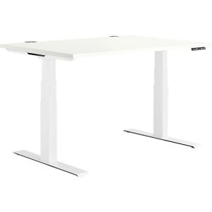 Schäfer Shop Genius Schreibtisch MODENA FLEX, elektrisch höhenverstellbar, Rechteck, T-Fuß, B 1200 x T 800 mm, weiß/weiß