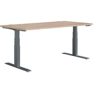 Schäfer Shop Genius Schreibtisch MODENA FLEX, elektrisch höhenverstellbar, Rechteck, T-Fuß, B 1600 x T 800 mm, Eiche/anthrazit Schäfer Shop Genius Schreibtisch MODENA FLEX, elektrisch höhenverstellbar, Rechteck, T-Fuß, B 1600 x T 800 mm, Eiche/anthrazit