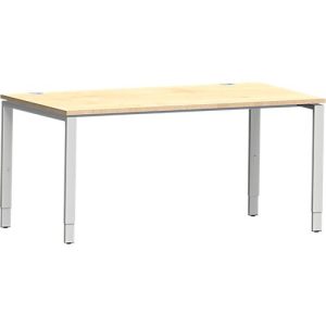 Schäfer Shop Genius Schreibtisch Modena Flex, Rechteck, 4-Fuß Rechteckrohr, B 1600 x T 800 x H 650-850 mm, Ahorn/weißaluminium