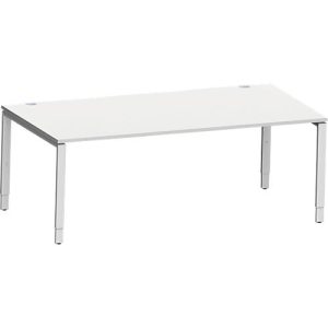 Schäfer Shop Genius Schreibtisch Modena Flex, Rechteck, 4-Fuß Rechteckrohr, B 2000 x T 1000 x H 650-850 mm, lichtgrau/weißaluminium