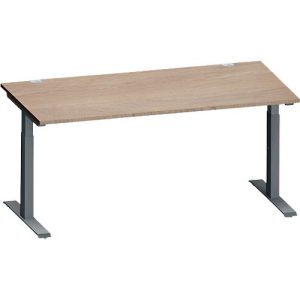 Schäfer Shop Genius Schreibtisch MODENA FLEX, Rechteck, T-Fuß Rechteckrohr, B 1600 x T 800 x H 650-850 mm, Eiche/anthrazit