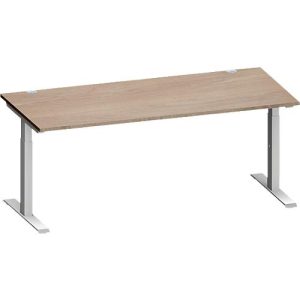Schäfer Shop Genius Schreibtisch MODENA FLEX, Rechteck, T-Fuß Rechteckrohr, B 1800 x T 800 x H 650-850 mm, Eiche/weißalu