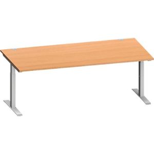 Schäfer Shop Genius Schreibtisch MODENA FLEX, Rechteck, T-Fuß Rechteckrohr, B 2000 x T 1000 x H 650-850 mm, Buche/weißalu