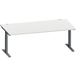 Schäfer Shop Genius Schreibtisch MODENA FLEX, Rechteck, T-Fuß Rechteckrohr, B 2000 x T 1000 x H 650-850 mm, lichtgrau/anthrazit