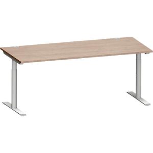 Schäfer Shop Genius Schreibtisch MODENA FLEX, T-Fuß-Rundrohr, B 1800 x T 800 mm, Eiche-Dekor/weißalu