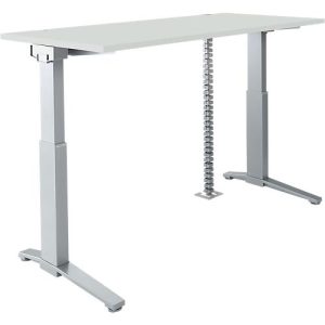 Schäfer Shop Genius Schreibtisch PLANOVA ERGOSTYLE S, elektrisch höhenverstellbar, C-Fuß, B 1600 mm, lichtgrau/alusilber, Memorymaster, Kabelschlange Schäfer Shop Genius Schreibtisch PLANOVA ERGOSTYLE S, elektrisch höhenverstellbar, C-Fuß, B 1600 mm, lichtgrau/alusilber, Memorymaster, Kabelschlange
