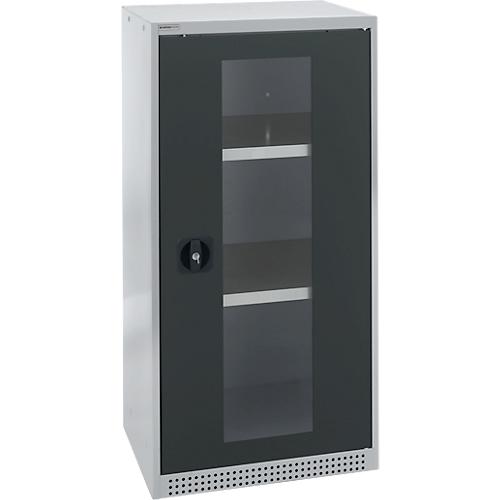 Schäfer Shop Genius Sichttürschrank FS, 3 OH, abschließbar, 2 Fachböden, bis 250 kg, B 545 mm, Stahl, weißaluminium RAL 9006/anthrazitgrau RAL 7016