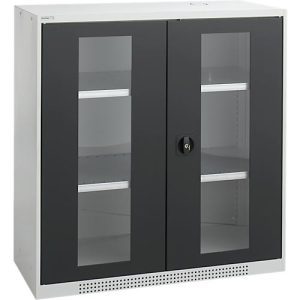 Schäfer Shop Genius Sichttürschrank FS, 3 OH, abschließbar, 2 Fachböden, bis 450 kg, B 1055 mm, Stahl, lichtgrau RAL 7035/anthrazitgrau RAL 7016 Schäfer Shop Genius Sichttürschrank FS, 3 OH, abschließbar, 2 Fachböden, bis 450 kg, B 1055 mm, Stahl, lichtgrau RAL 7035/anthrazitgrau RAL 7016