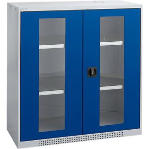 Schäfer Shop Genius Sichttürschrank FS, 3 OH, abschließbar, 2 Fachböden, bis 450 kg, B 1055 mm, Stahl, weißaluminium RAL 9006/enzianblau RAL 5010 Schäfer Shop Genius Sichttürschrank FS, 3 OH, abschließbar, 2 Fachböden, bis 450 kg, B 1055 mm, Stahl, weißaluminium RAL 9006/enzianblau RAL 5010