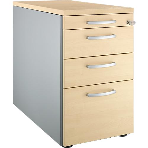 Schäfer Shop Genius Standcontainer 1336, mit Griff rund, B 435 x H 717 mm, weißalu/weißalu/Ahotn-Dekor