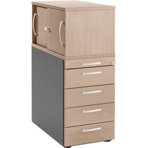 Schäfer Shop Genius Standcontainer mit Aufsatzschrank inkl. Schiebetür, komplett abschließbar, runder Griff, Eiche/anthrazit Schäfer Shop Genius Standcontainer mit Aufsatzschrank inkl. Schiebetür, komplett abschließbar, runder Griff, Eiche/anthrazit